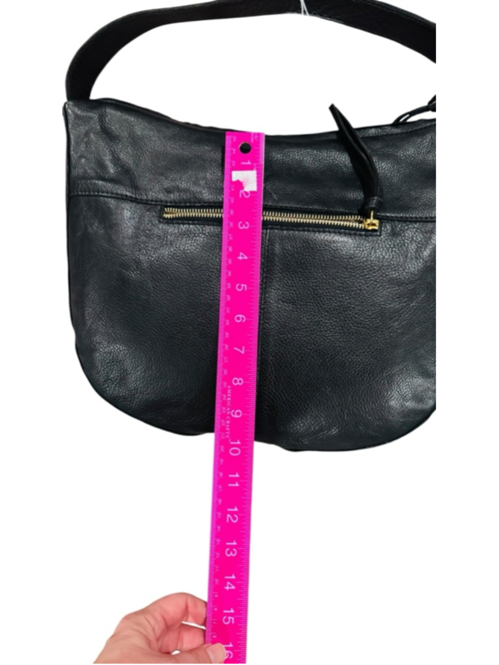 Women's Margot Camila Hobo Black Leather Shoulder Bag One Size 13x10 - Picture 4 of 6